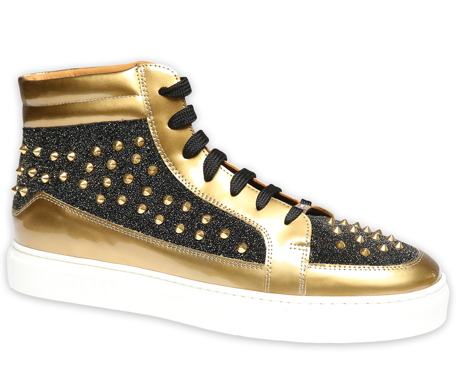 Knöchelhohe Sneakers, goldene Sneakers, Sneakers mit Nieten, Ledersneakers, Herrensneakers, Sneakers von Mister
