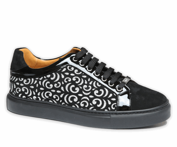 Extravagante Ledersneaker mit Glitzer
