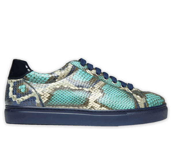 Sneaker mit Python-Prägung in Blau-Beige – Bild 2