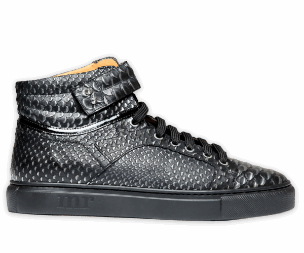 Hochgeschnittener Sneaker, geprägtes Leder, Pythonprägung, Lederfutter, herausnehmbare Innensohle – Bild 2
